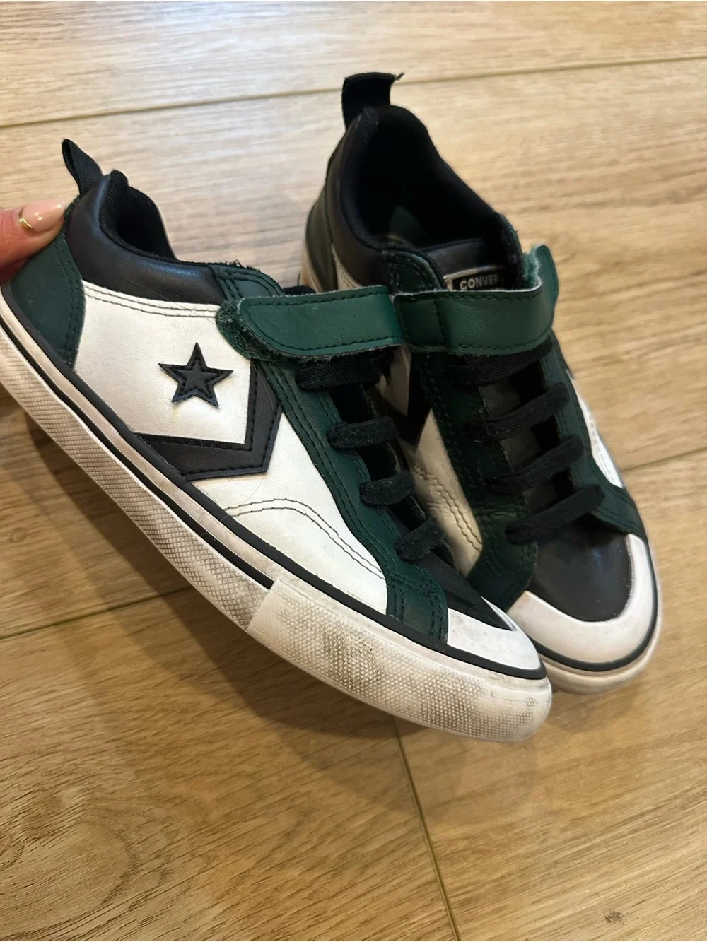 Converse Kids White & Green Star-Accent Sneakers - Classic Casual